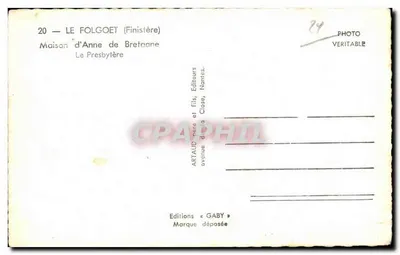 Le Folgoët (Finistère) — Casa de Ana da Bretanha — Éditions Gaby — Verso