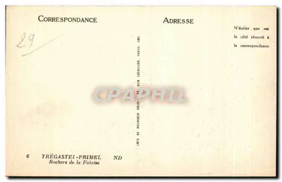Rochos da Falésia — Trégastel-Primel — Editor: Levé e Neurdein, Paris — Verso