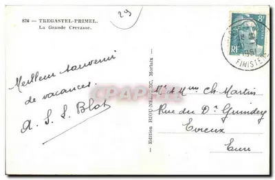 Tregastel-Primel — A Grande Fenda — Edição RIOU-NEDDEC, Morlaix, n°826 — Verso