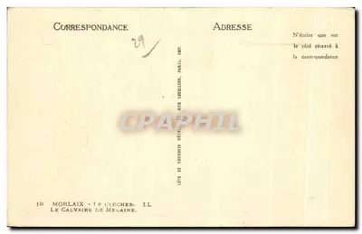 Morlaix - Le Calvaire - Le Clocher — Wydawca Lévy i Neurdein, Paryż — Rewers