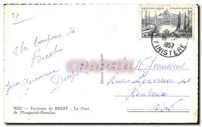 Puente de Plougasnou — Alrededores de BREST — Ediciones G. LIGNY — Reverso