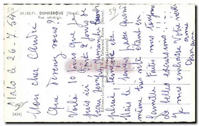 Dunkierka — Widok ogólny — Wydawnictwo « La Cigogne » — Rewers