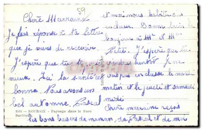 Roubaix - Paisagem no Parc Barbier — Edições G. Géry — Verso