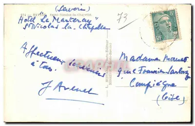 Saint-Nicolas-la-Chapelle — widok panoramiczny wsi i jej otoczenia — L. MORANE, Fotograf i wydawca, Savoie — Rewers