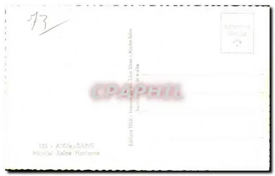 Hospital da Rainha Hortense — Aix-les-Bains — Edições TÉLÉ — Verso