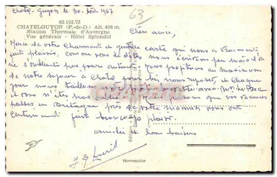 Châtel-Guyon — Ogólny widok — Hotel Splendid — Wydawnictwo « La Gogogne » — Rewers