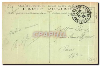 Os Pontes de Nîce — Bayonne — Fototipia Marcel Delboy, Bordeaux, n°86 — Verso