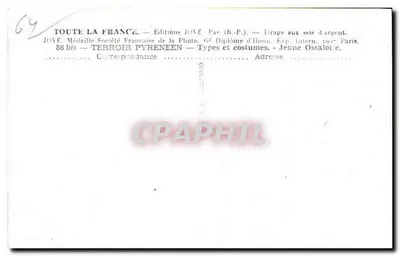 Jovem Ossaloire — Tipos e Trajes — Edições JOVÉ — Verso