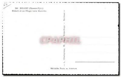Bidart (Basses-Pyrénées) — praia e falésias — L. Chatagneau, n° 950 — Verso