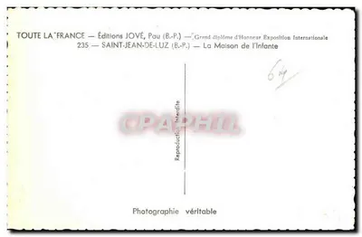 Saint-Jean-de-Luz — A Casa da Infanta — Edições JOVÉ — Verso