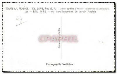 O Jardim Inglês em Pau — Ed. JOVE, Pau (B.-P.) — n°24 — Verso