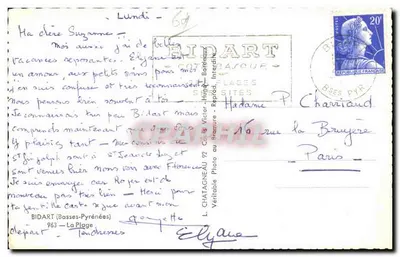 Praia de Bidart — Costa Basca — Editor L. Chatagneau, n°963 — Verso