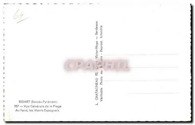 Bidart (Basses-Pyrénées) — Visão Geral da Praia — L. Chatagnéau 957 — Verso