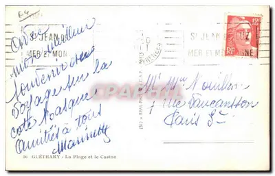 Saint-Jean-de-Luz — praia e cassino — editor Guéthary, n°50 — Verso