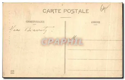 Anglet - Capela N.-D. do Refúgio — edifício religioso com carruagem de boi, editor Labouche frères, Toulouse — Verso