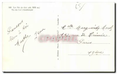 Pic de Ger (wys. 2612 m.) — Widok z Przełęczy Aubisque — Wydawnictwo fotograficzne QUINZAULT — Lourdes — Rewers