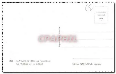 Gavarnie — Wieś i Cirque — Wydawnictwo Quinault, Lourdes, nr 225 — Rewers