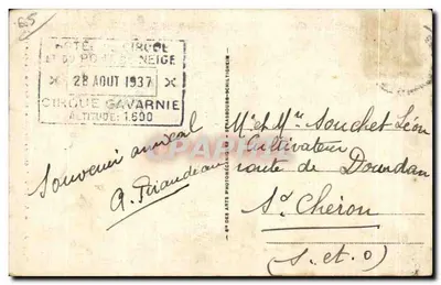 GAVARNIE - L'Hôtel du Cirque et la Grande Cascade (422 m) — Éditeur : G. Des Arts Photomécanique, Strasbourg-Schiltigheim, n° 38 — Verso