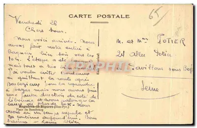 Bagnères-de-Bigorre — via animata con cavalli e edifici tradizionali — Edit. Tourinel — Verso