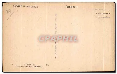 As Avenidas de Locmaria — Quimper — editor LL, rua Lecellier, Paris — Verso