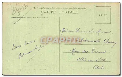 Bilhete postal antigo Montherme (Ardennes) Canal da Meuse — Verso