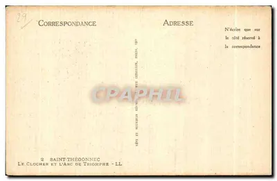 Der Turm und das Triumphbogen — Saint-Thégonnec — Verlag: Lévy et Murin, Paris — Rückseite