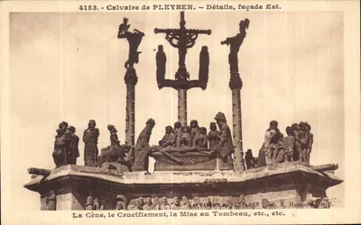 Calvaire de PLEYBEN — Detalhes, fachada Leste — Calvaires de PRETAGNE (Coll. E. Hamon, St-B.)