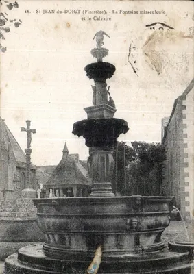 St-Jean-du-Doigt (Finistère) — A Fonte Milagrosa e o Calvário — editor desconhecido, n° 16