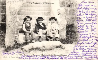 Enfants de St-Herbot (Finistère) — Costumes Bretons — Collection A. Waron, n°1020