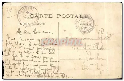 Une Pensée de BRETAGNE — collage de scènes bretonnes et un navire — éditeur : 'Une Pensée de BRETAGNE' (imprimé sur la carte) — Verso