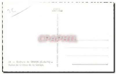Ruiny zamku La Garaye — otoczenie DINAN (C.-du-N.) — wydawca Pasquier, Paryż — Rewers