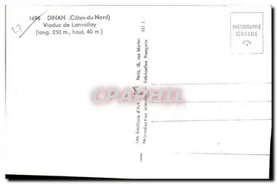 Widok na most Lanvalloy w Dinan (Côtes-du-Nord) — Wydawnictwo Sztuki Interdiction — Rewers