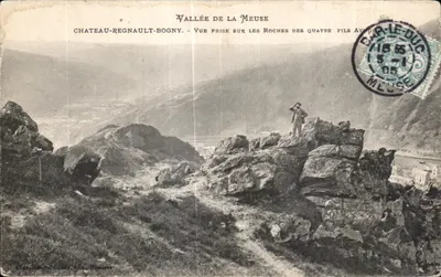 Vale da Meuse — Vista tirada nas Rochas dos Quatro Filhos em Château-Regnault-Bogny — Champoulter-Richard, editor, Mézières