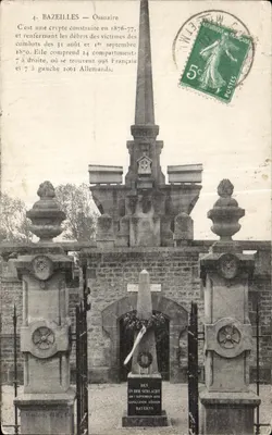 Bilhete postal antigo Bazeilles Ossuário Guerra de 1870