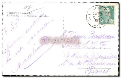 Zamek Tournon — Pomnik Pamięci Zmarłych — Cim — Rewers