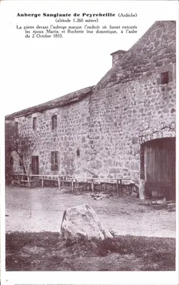 Auberge Sanglante de Peyrebeille (Ardèche) — execução dos casais Martin e Rochette — editor Largontière