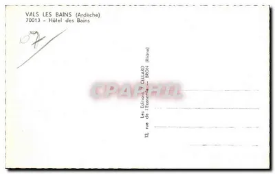 Hôtel des Bains — Vals-les-Bains (Ardèche) — Les Éditions de l'Économie, Bron (Rhône) — Verso