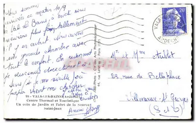 Ogród i schronienie źródła — Vals-les-Bains — wydawca: Centrum Termalne i Turystyczne — Rewers