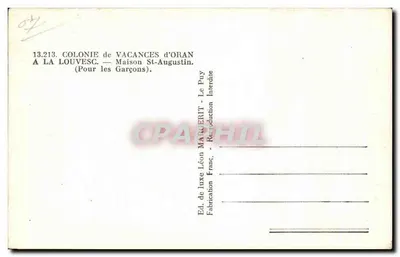 Casa St-Augustin — Colônia de férias de Oran em La Louvesc — Éd. Léon Margerit — Verso