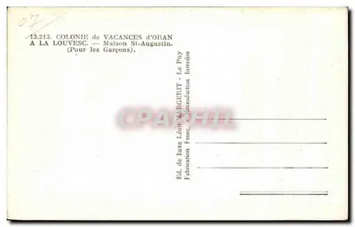 Colônia de férias de Oran em La Louvesc — Casa St-Augustin — Para Meninos — Verso