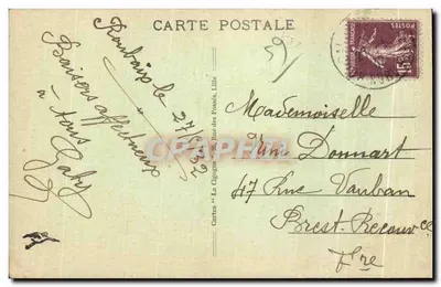 Bilhete postal antigo Roubaix Plais de Justice — Verso