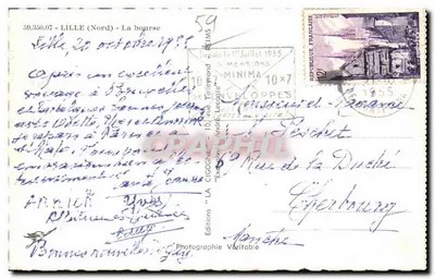 La Cigogne — Giełda w Lille — Wydawnictwo André Locquie — Rewers