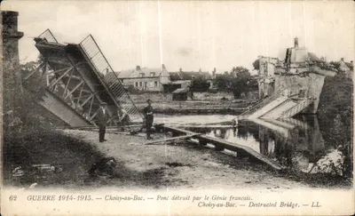 Choisy-au-Bac — Ponte destruída pelo Génio francês — LL. — Série 62