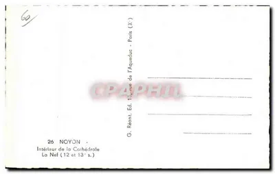 Wnętrze Katedry w Noyon — Nef — Wyd. Reant, Paryż — Rewers