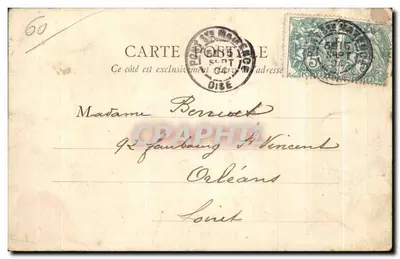Bilhete postal antigo Ponte Sainte Maxence Quai du Mesnil Sarron — Verso