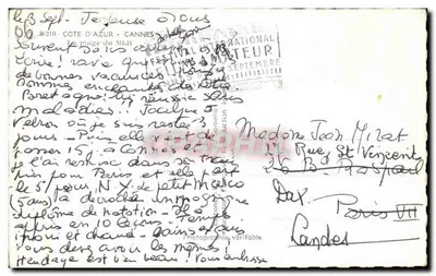 Côte d'Azur - Cannes — Plage du Midi — Éditeur : Festival International du Film de Cannes — Verso