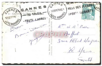 Port Cannes — widok portu z łodziami i górami — Wydawnictwo Alpes Maritimes — Rewers