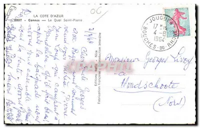 Cannes — Quai Saint-Pierre — Wydawnictwo Rella, n°2207 — Rewers