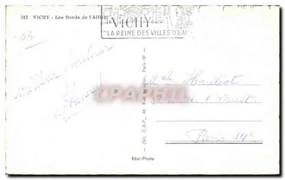 Vichy - Brzegi Allier — C.A.P. nr 317, wydawca Réal-Photo — Rewers