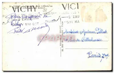 Vichy — Bagno nell'Allier, in fondo il Ponte Aristide Briand — Edizioni G. Fréant — Verso